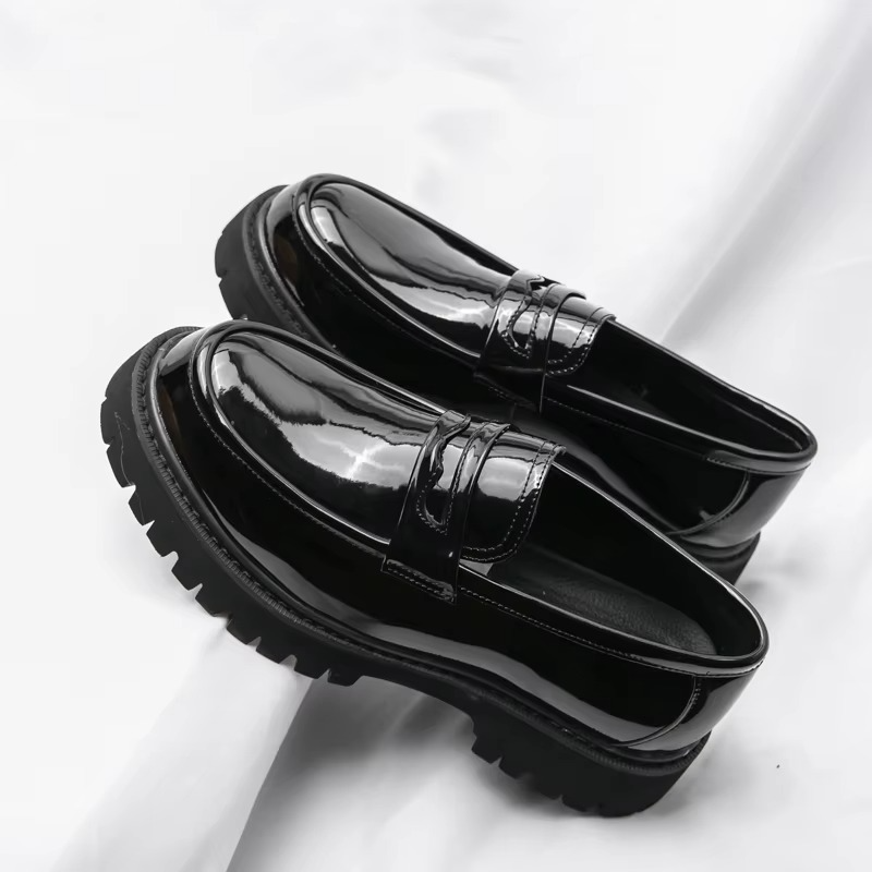 Women's Chunky Platform Leather Loafers Slip On Dress Shoes