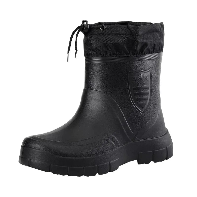 Men's Fleece Lined Waterproof Rubber Rain Boots