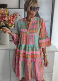 Women's Linen Smock Dress Tiered Boho Mini Casual Tunic