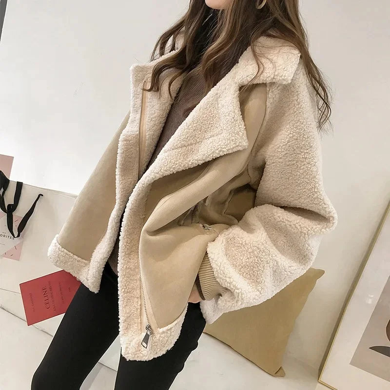 Women's Faux-Shearling Suede Aviator Jacket