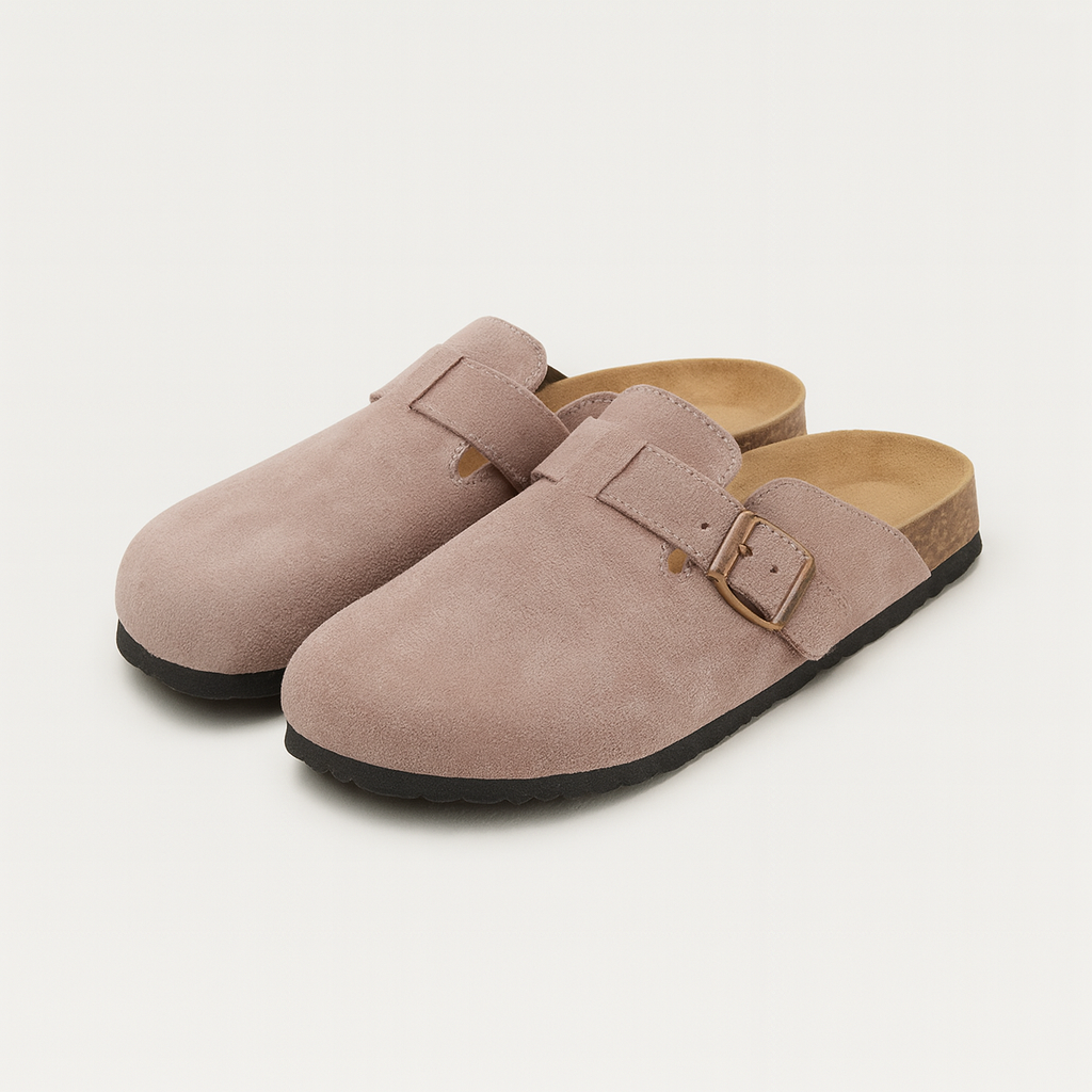 Women's Suede Slip-On Buckle Clog Mules