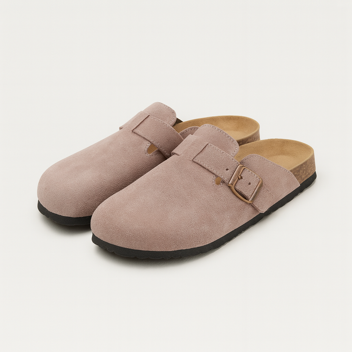 Women's Suede Slip-On Buckle Clog Mules