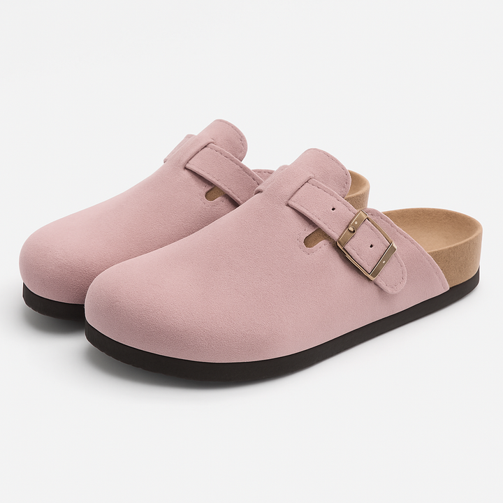 Women's Suede Slip-On Buckle Clog Mules