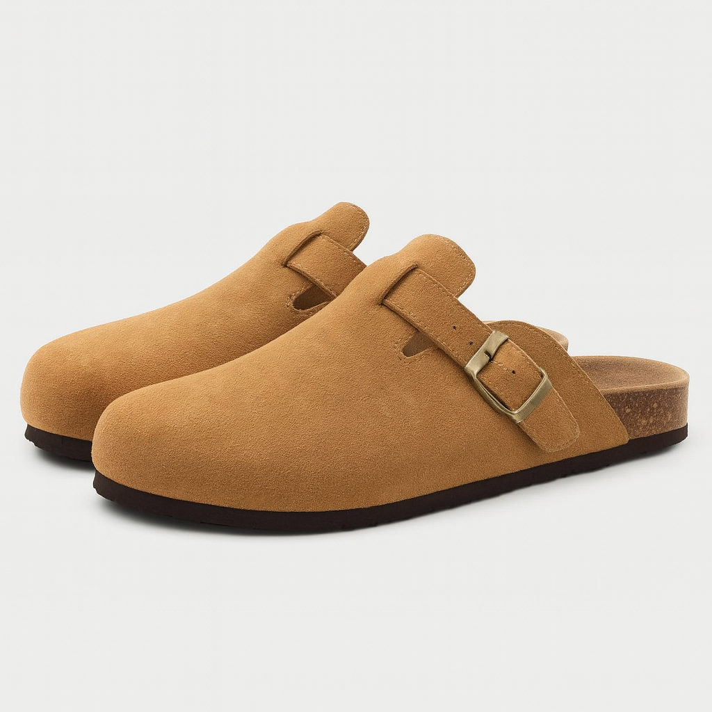 Women's Suede Slip-On Buckle Clog Mules
