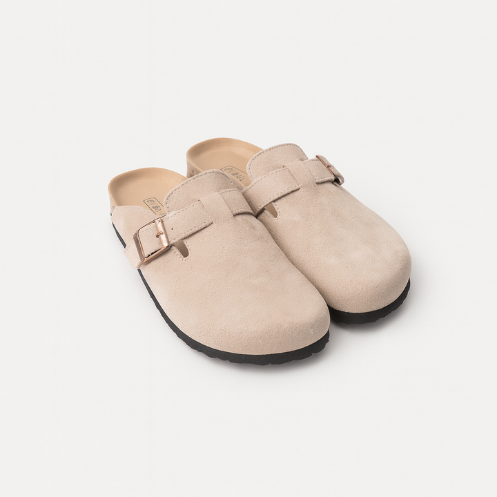 Women's Suede Slip-On Buckle Clog Mules