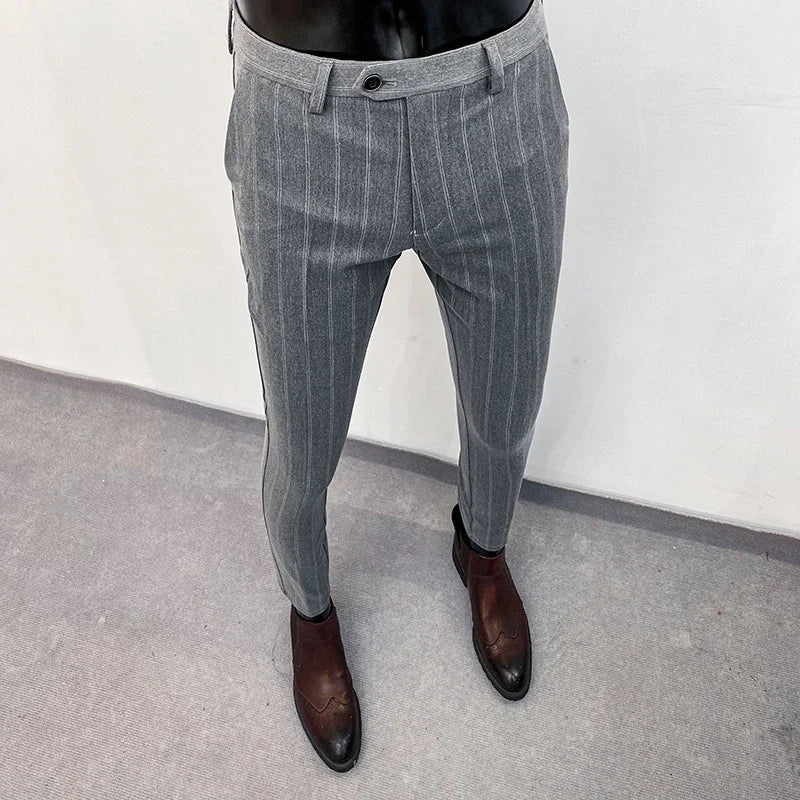 Men's Slim Fit Wool Mix Dress Trousers Formal Business Pants