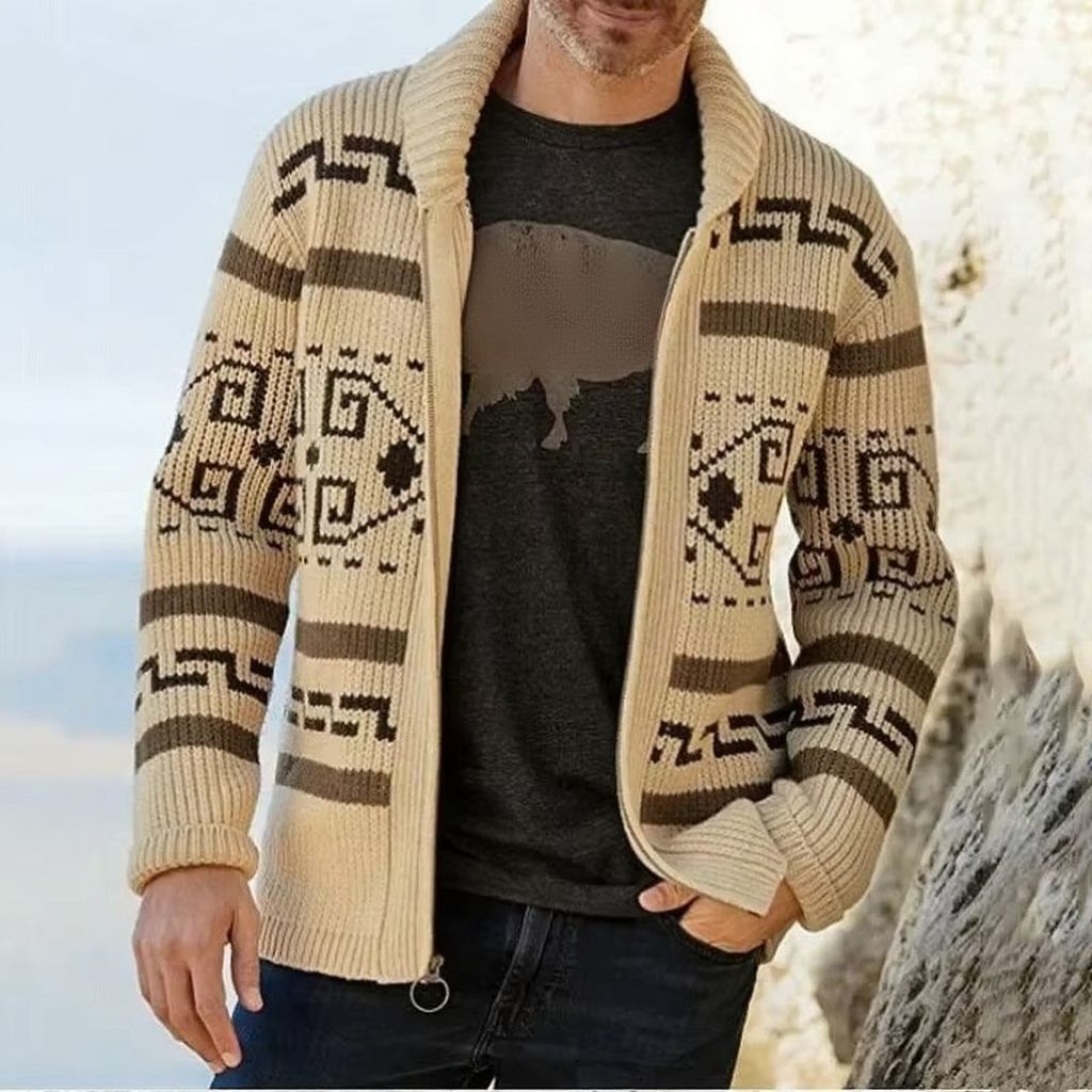 Men's Woolmix Shawl Collar Zip Up Cardigan Sweater