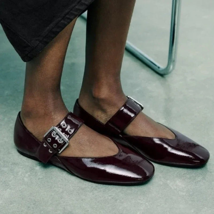 Mocassins plats pour femmes en cuir, à bride avec boucle léopard