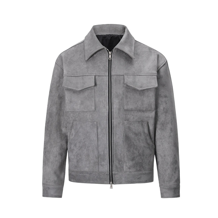 Men's Faux Suede Bomber Jacket Harrington Coat Outwear