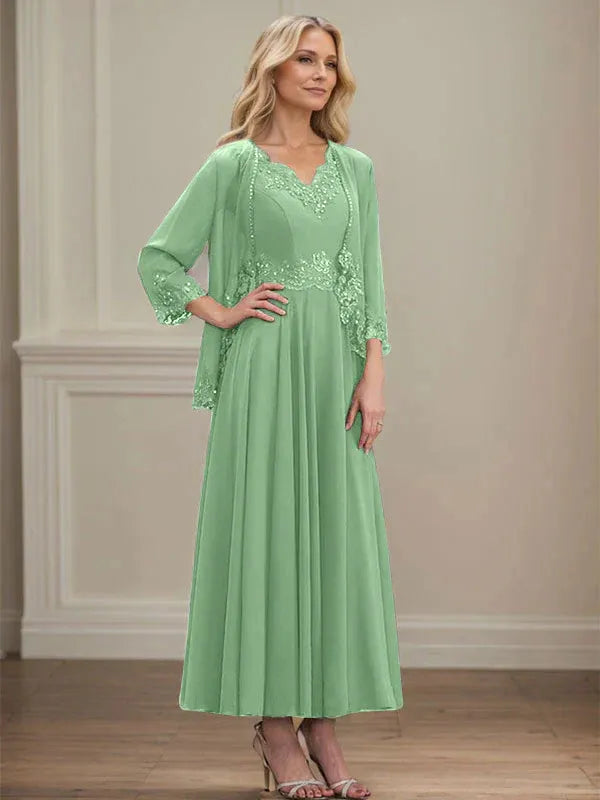 Women's Chiffon Evening Dress with Jacket