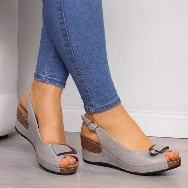 Women’s Leather Open-Toe Platform Wedge Sandals