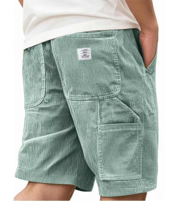 Men’s Corduroy Elastic-Waist Cargo Shorts