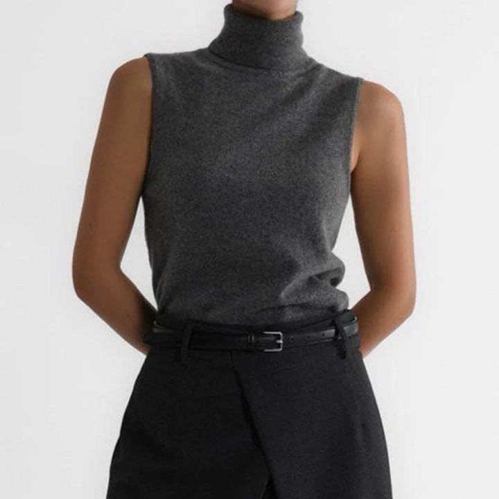 Women's Wool Turtleneck Sleeveless Tank Top