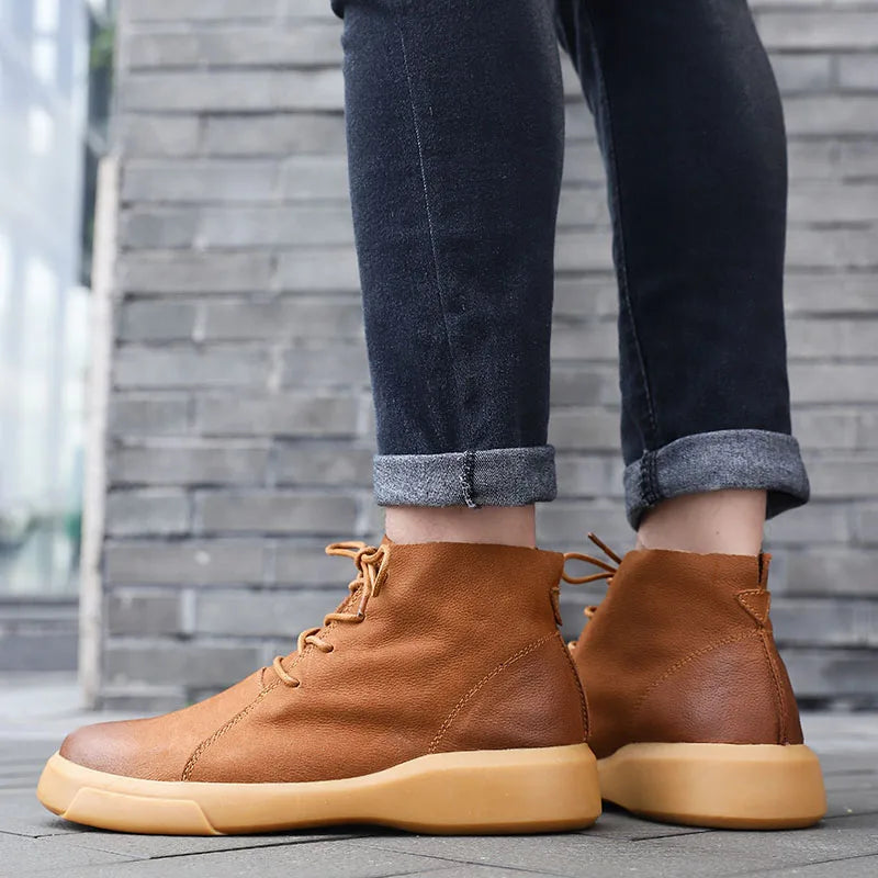 Men's Leather Lace-Up Casual Chukka Boots