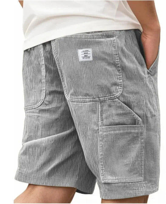 Men’s Corduroy Elastic-Waist Cargo Shorts