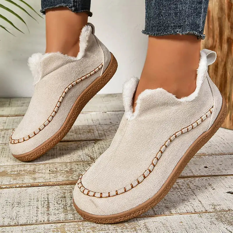 Women's Suede Moccasin Ankle Boots Flat Shoes