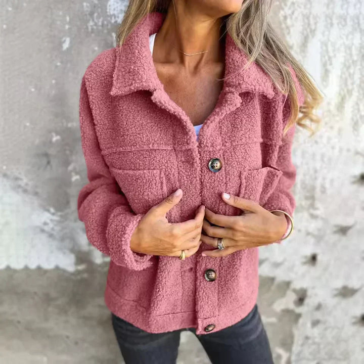 Women's Fleece Jacket Button Down Shacket Loose Cozy Outerwear