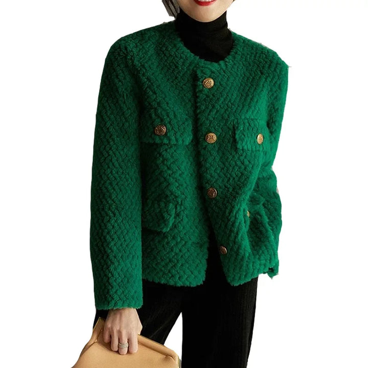 Women's Wool Tweed Jacket Knit Cardigan Outerwear Top