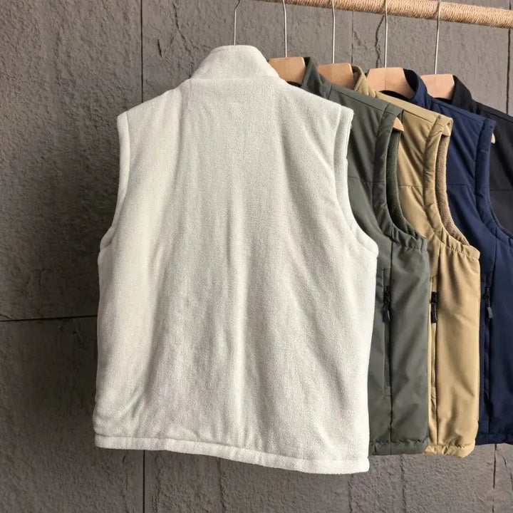 Men's Nylon Blend Vest Full Zip Sleeveless Collar Gilet