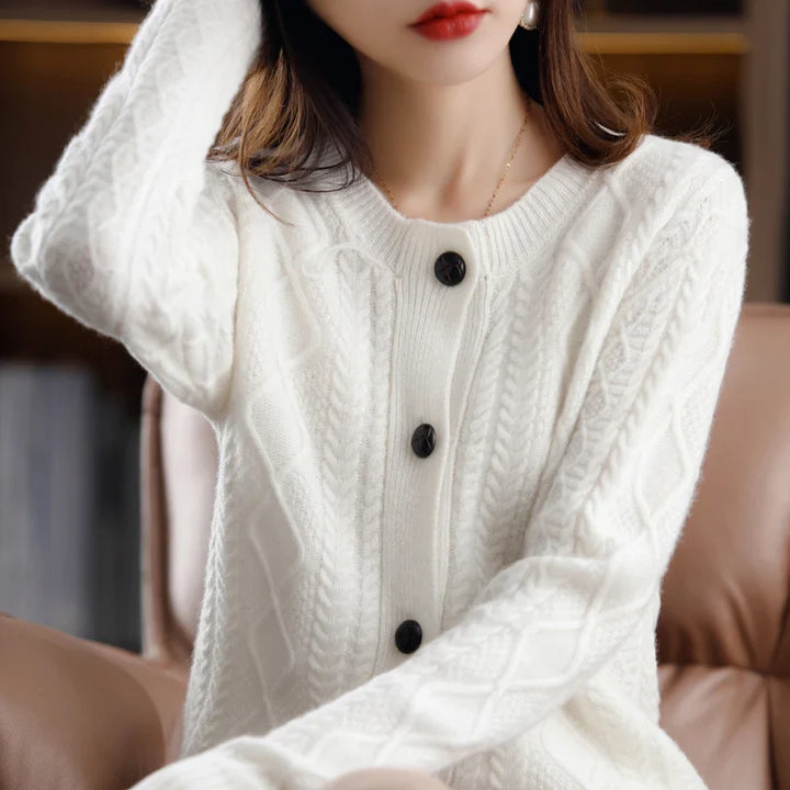 Women's Wool Cardigan Knit Button Up Sweater