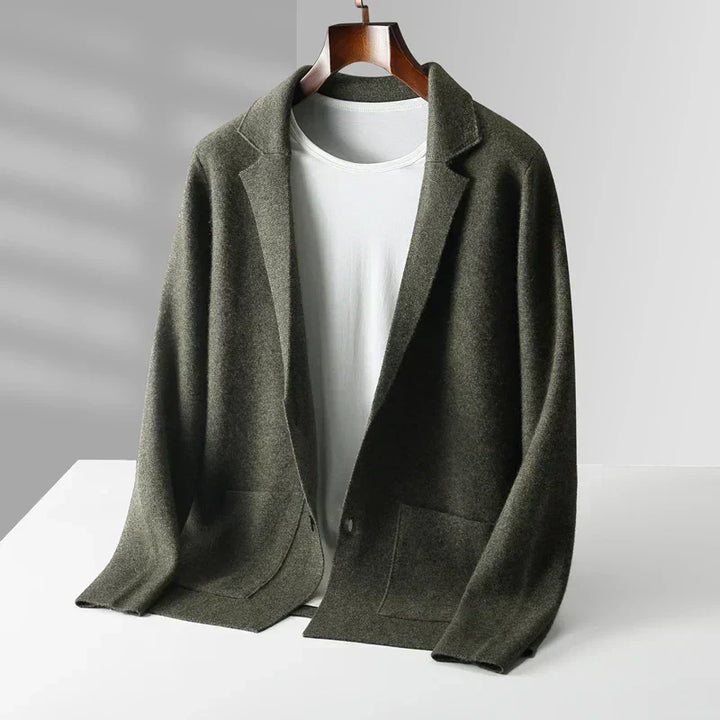 Men’s Wool-Blend Notch-Lapel Knit Blazer Cardigan
