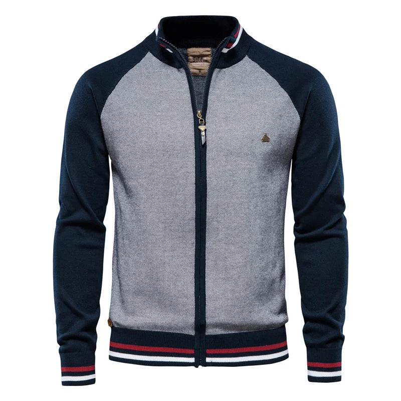 Men's Knit Zip Up Bomber Jacket Cardigan
