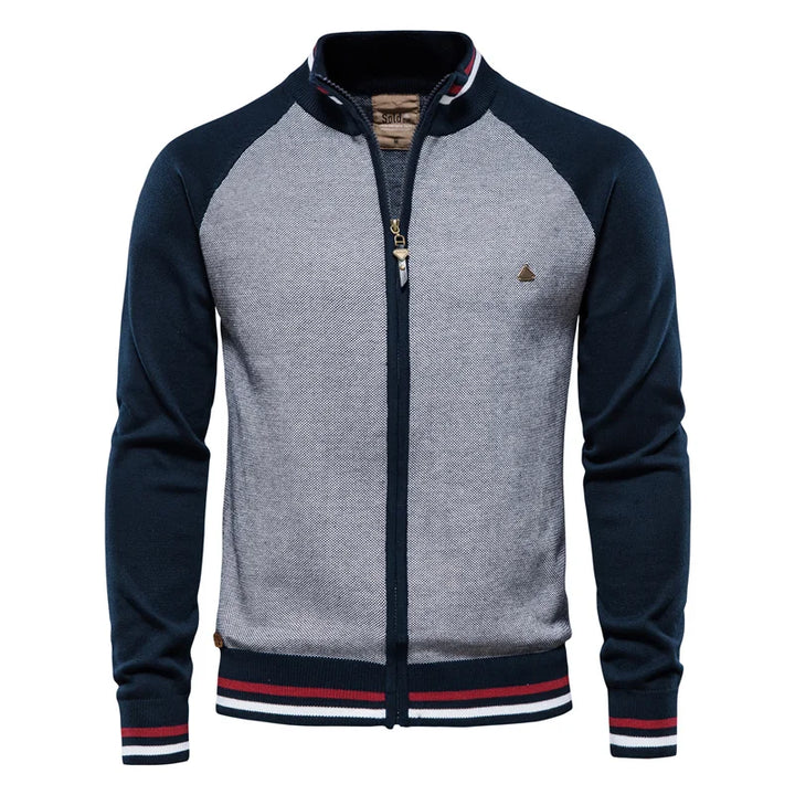 Men's Knit Zip Up Bomber Jacket Cardigan