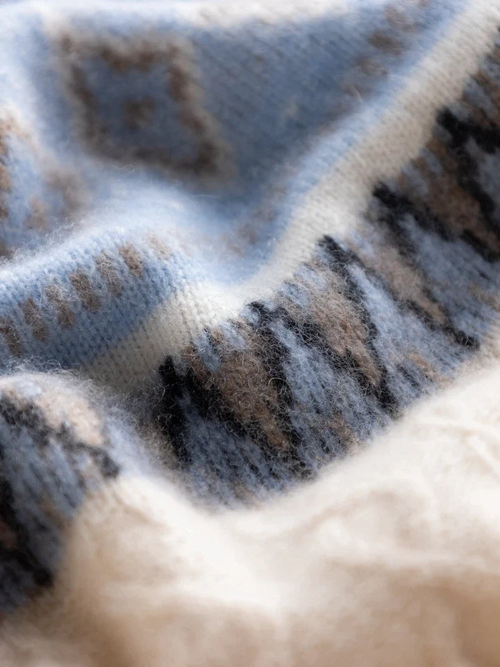 Women's Wool Knit Mock Neck Fair Isle Sweater