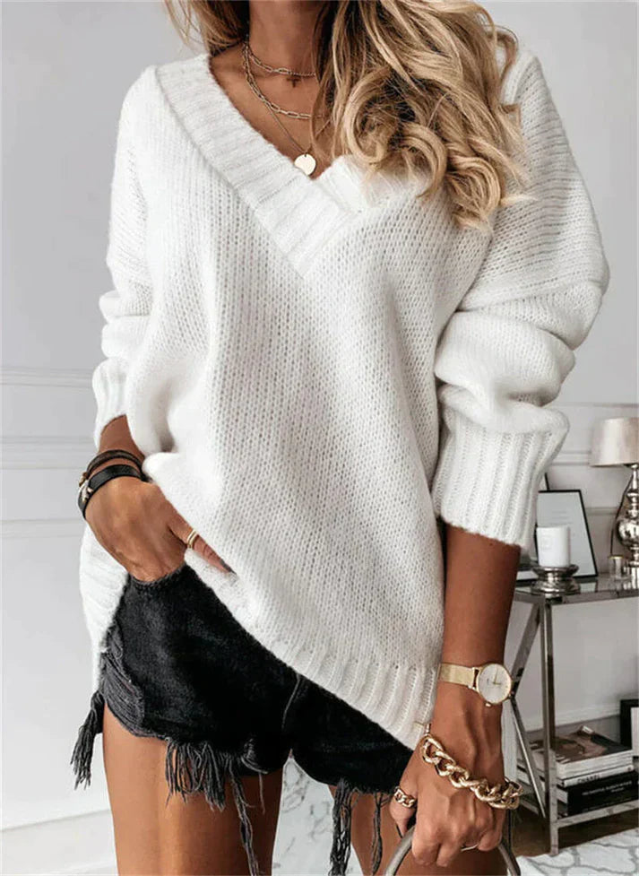 Women’s Merino Wool V-Neck Knit Pullover