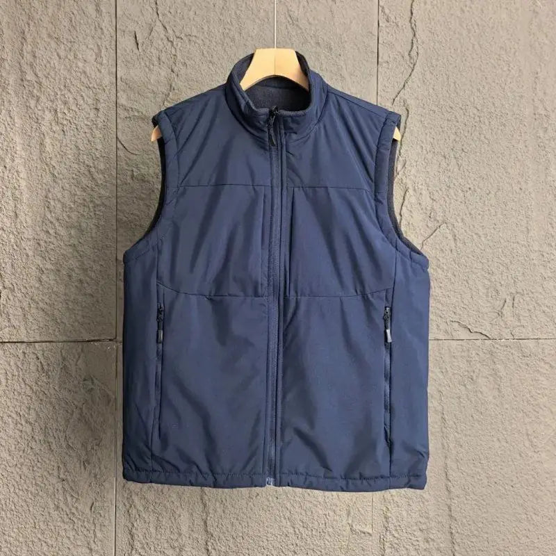 Men's Nylon Blend Vest Full Zip Sleeveless Collar Gilet