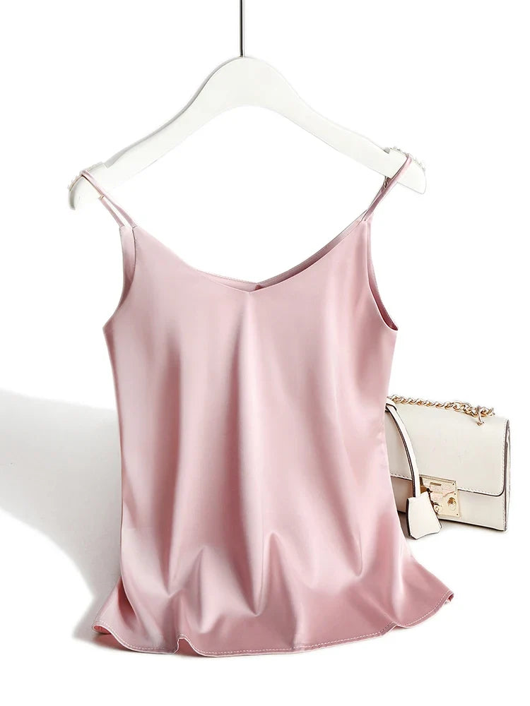 Women's Silk Camisole Sleeveless V-Neck Tank Top
