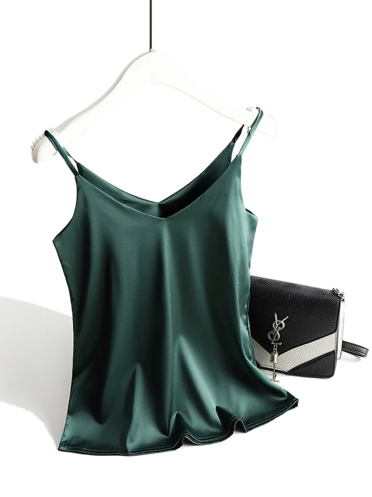 Women's Silk Camisole Sleeveless V-Neck Tank Top