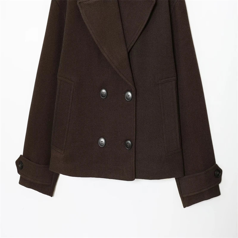 Women's Wool Double Breasted Cropped Coat