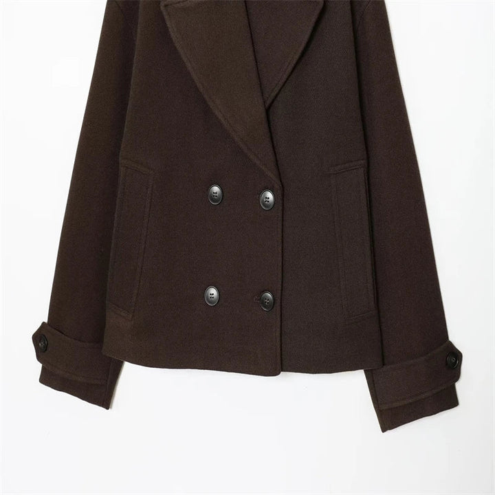 Women's Wool Double Breasted Cropped Coat