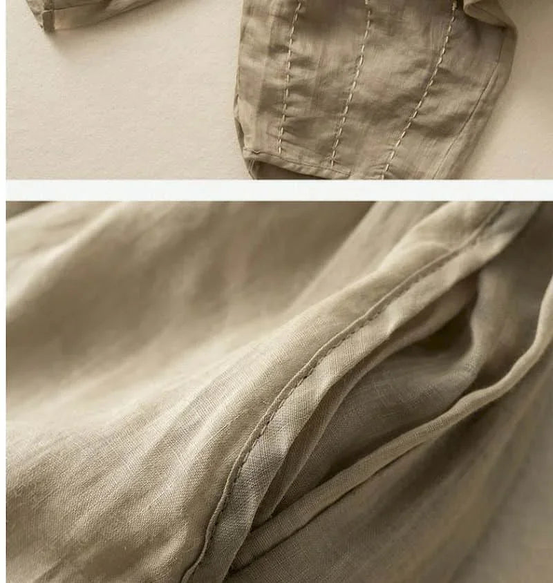 Pantalon en lin pour femme, coupe ample, jambe large, avec cordon de serrage