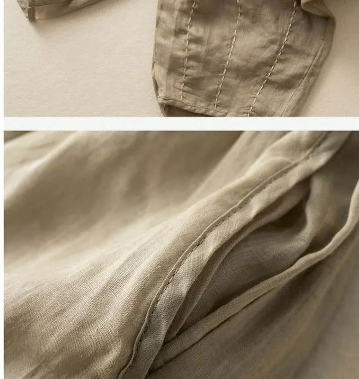 Pantalon en lin pour femme, coupe ample, jambe large, avec cordon de serrage