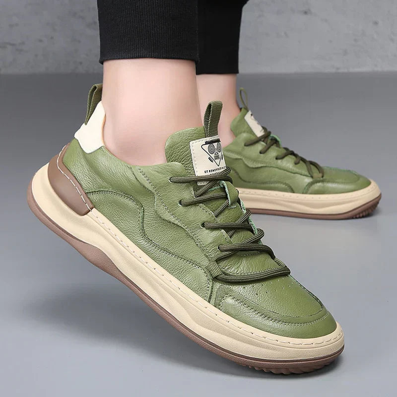 Men's Leather Fashion Sneakers Casual Walking Shoes