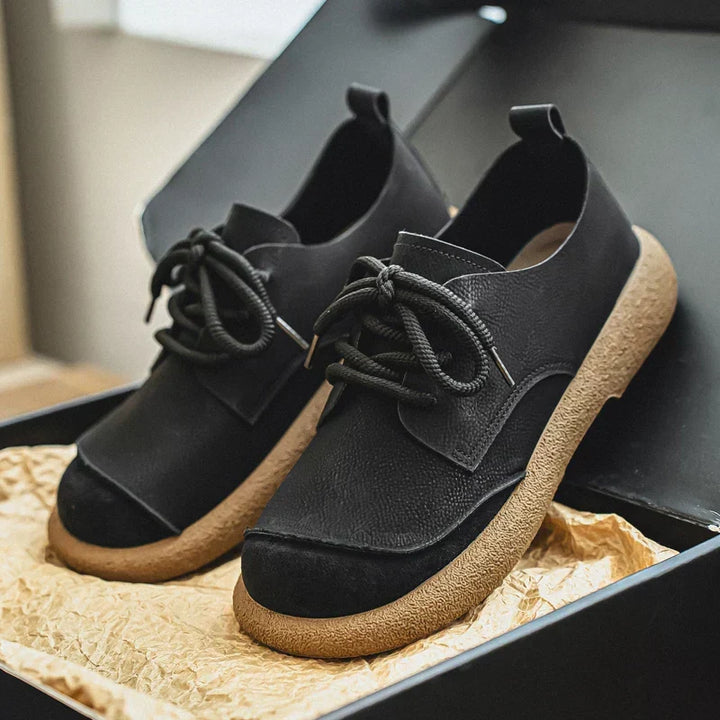 Męskie sznurowane buty do chodzenia ze sztucznej skóry z okrągłym noskiem