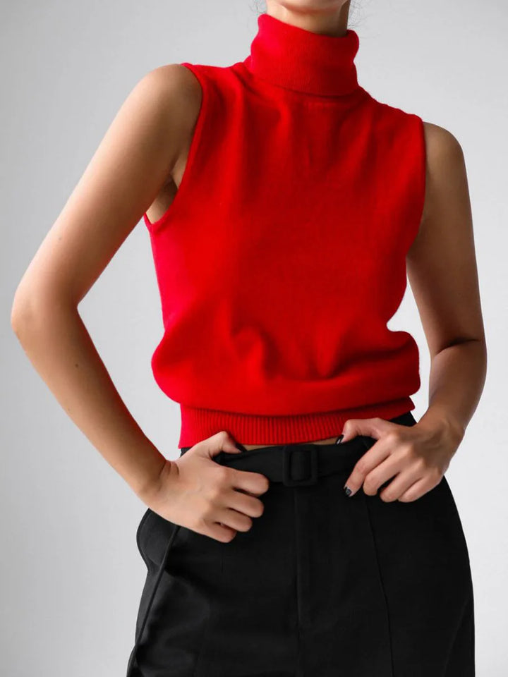 Women's Wool Turtleneck Sleeveless Tank Top
