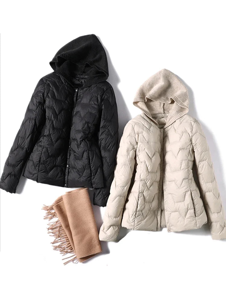 Women's Puffer Jacket Hooded Quilted Parka Coat Warm Outerwear