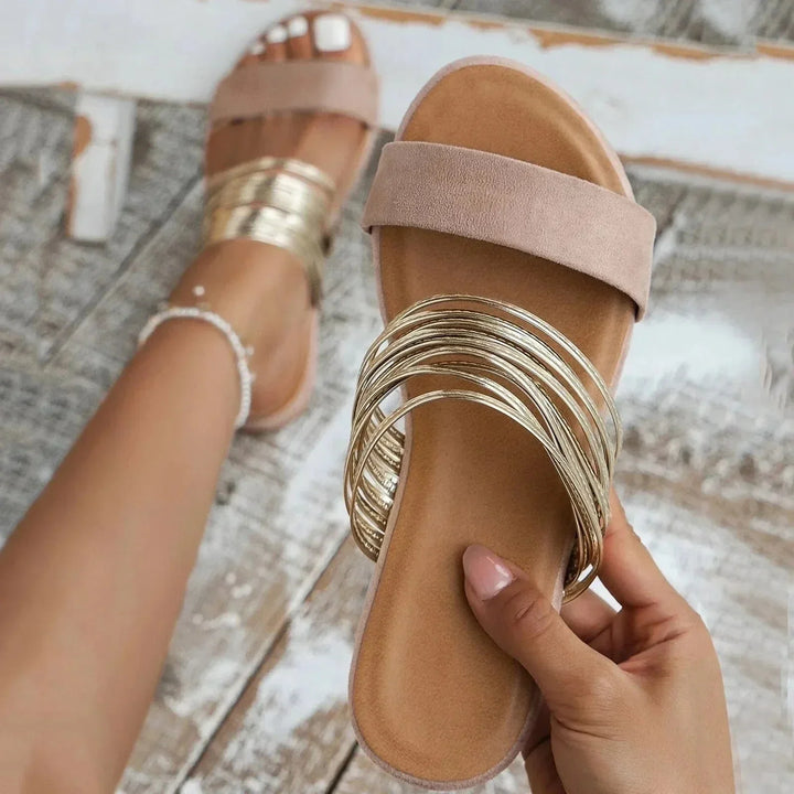 Women’s Suede Flat Slip On Open Toe Sandals