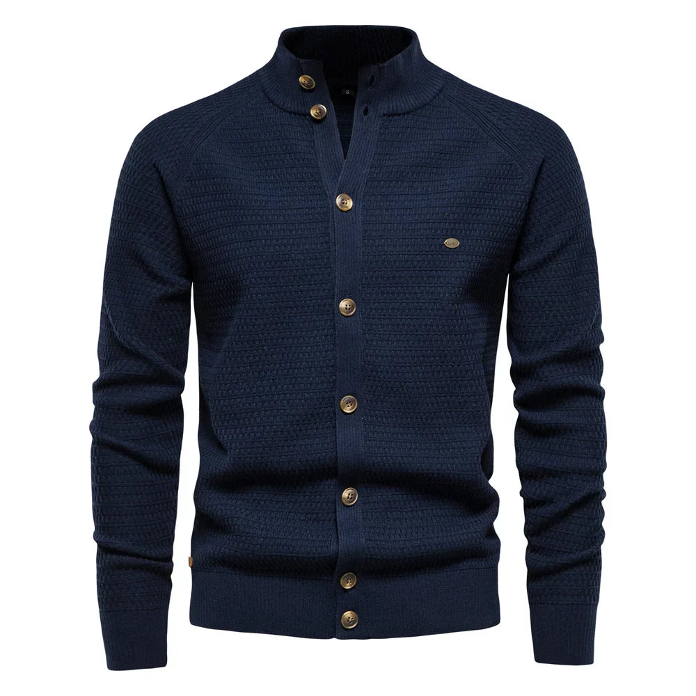 Men's Knit Stand Collar Cardigan Sweater