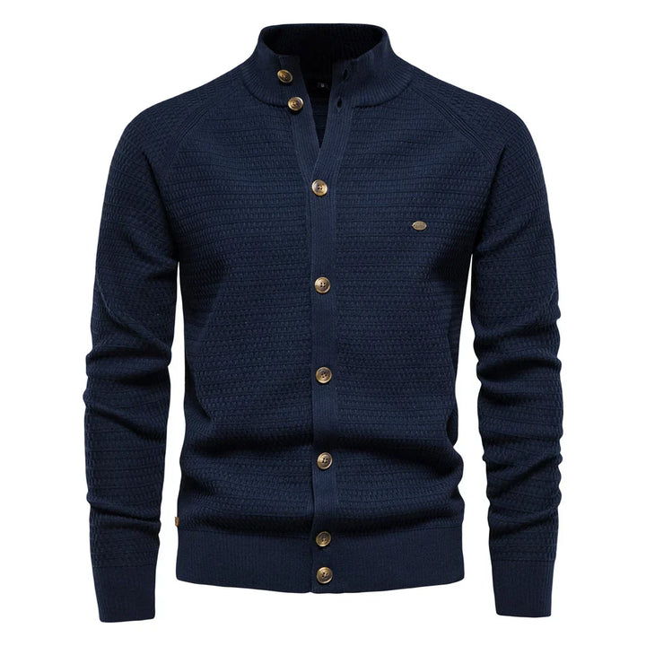 Men's Knit Stand Collar Cardigan Sweater