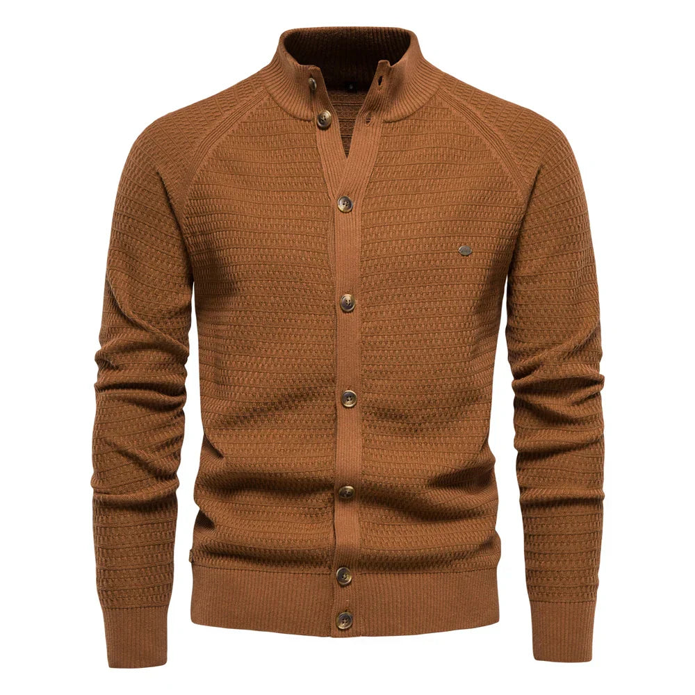 Men's Knit Stand Collar Cardigan Sweater