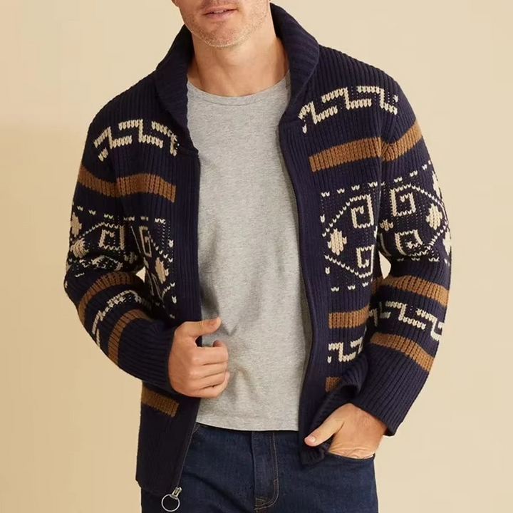 Men's Woolmix Shawl Collar Zip Up Cardigan Sweater
