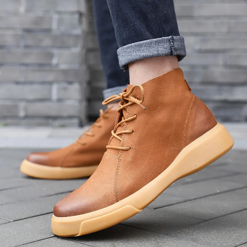 Men's Leather Lace-Up Casual Chukka Boots