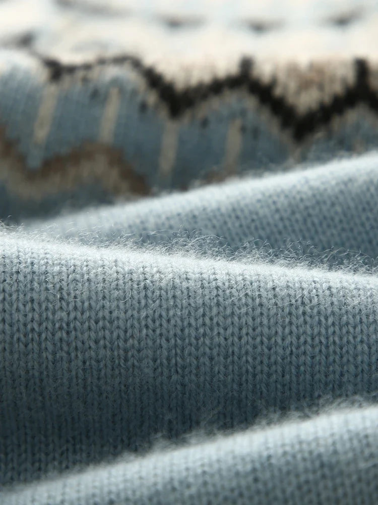Women's Wool Knit Sweater Pullover Crewneck Fair Isle Knitwear