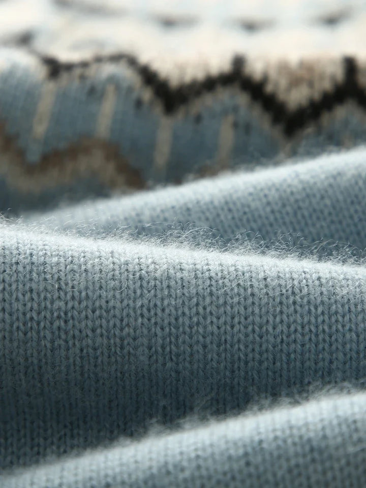 Women's Wool Knit Sweater Pullover Crewneck Fair Isle Knitwear