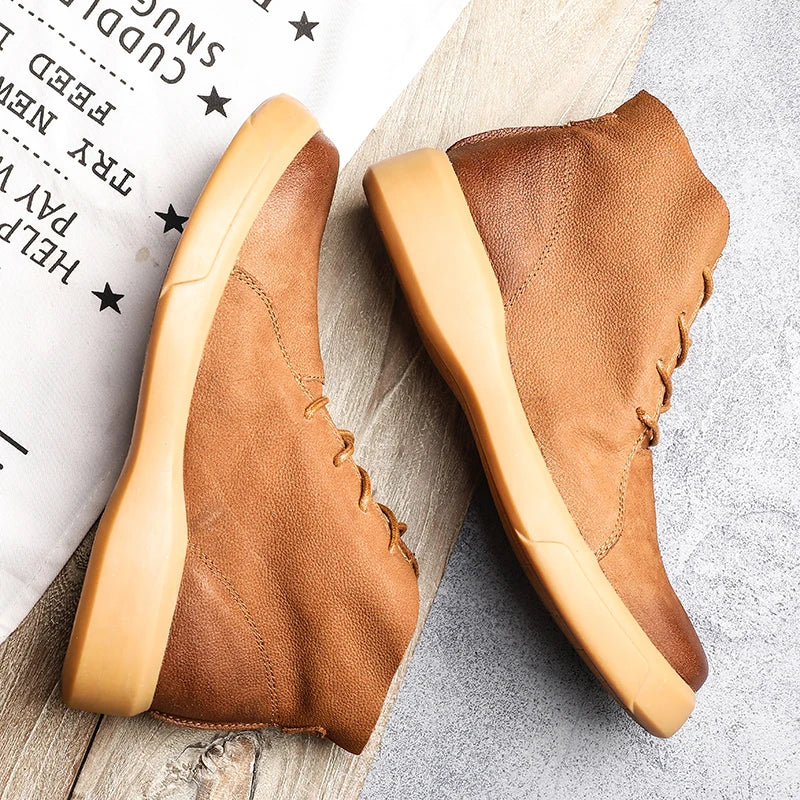 Men's Leather Lace-Up Casual Chukka Boots