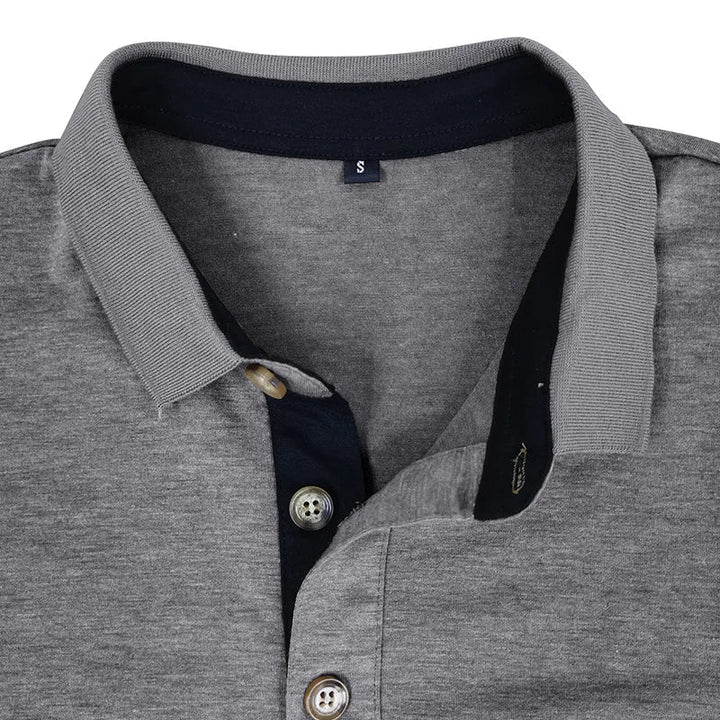 Men's Knit Long Sleeve Polo Shirt Pullover Top